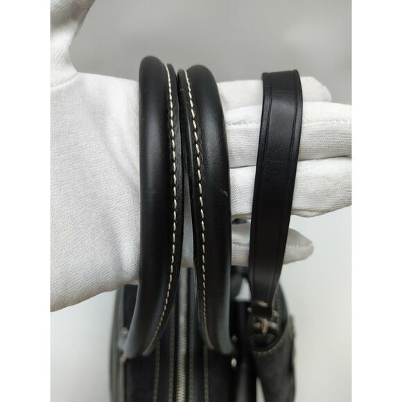 Dooney & Bourke Black Canvas DB Printed Pockets Zipper Satchel Bag w/ Wallet - Picture 6 of 14